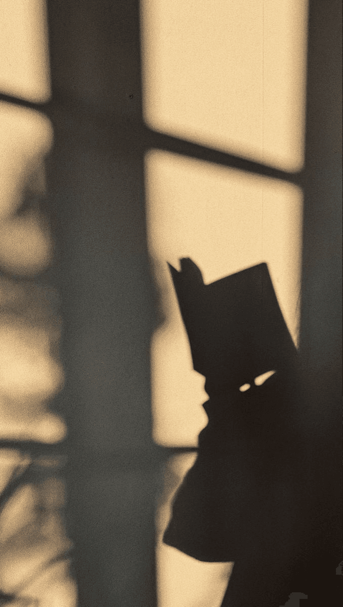 Silhouet van een vrouw die leest
